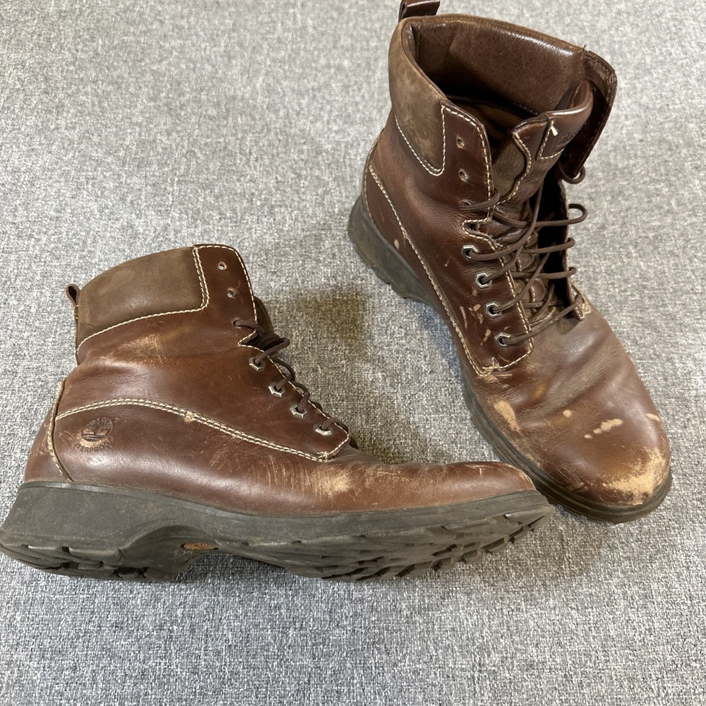 Timberland Waterproof Leather Boots Womens 8 Brown Work Hiking Lace Up